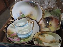 Antique Hand Painted serving pieces