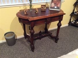Leather top Antique side table, East lake style
