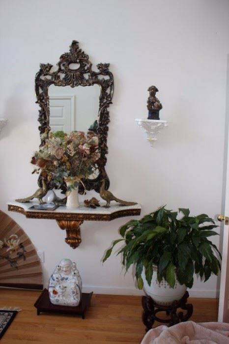Loads of Decorative, Mirror, Marble Topped Wall Shelf