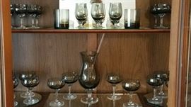 Vintage smoked crystal stemware