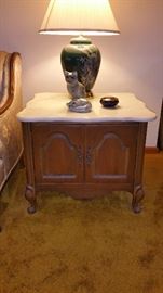 square end table with marble top