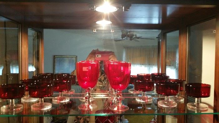 RUBY WARE - stemware, desserts, juice glasses - a nice collection