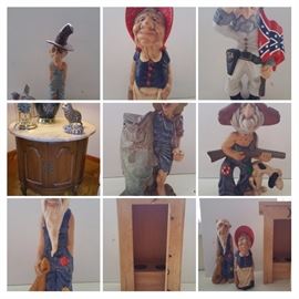 Collection of whimsical Hillbilly type characters complete with outhouse and other accessories