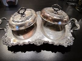 Silverplate Double Serving Tray