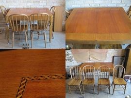 Free Delivery.  Oak Inlaid Table with or without Oak Chairs.  