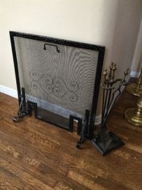 Fireplace tools and screen
