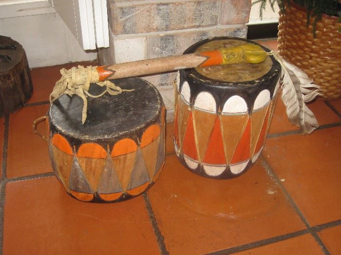 Native American drums and Tomohawk purchased in New Mexico in the 1950's