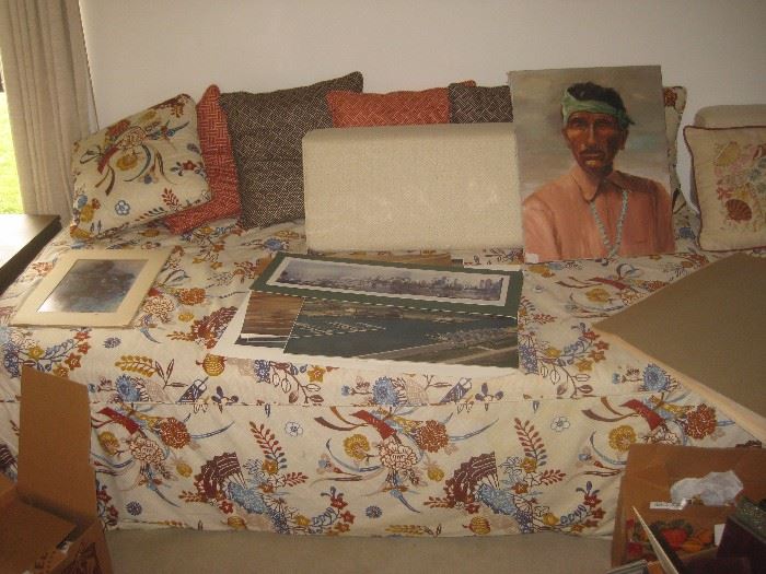 twin beds with daybed covers as shown and artwork