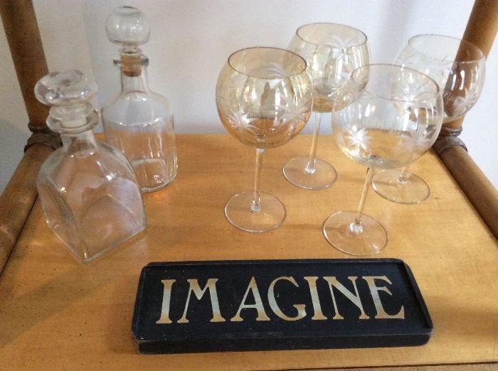 Decanters and wine glasses