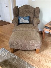 Comfy upholstered chair with ottoman