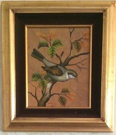 Signed by Thai artist Lert.  Oil on Leaves.  11x13