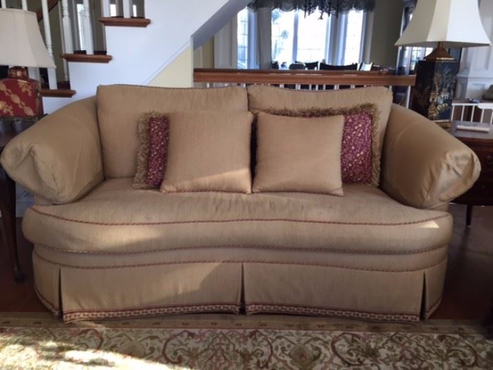 Ethan Allen couch; 80 in in length; 40 in in depth.  Durable fabric, excellent support.