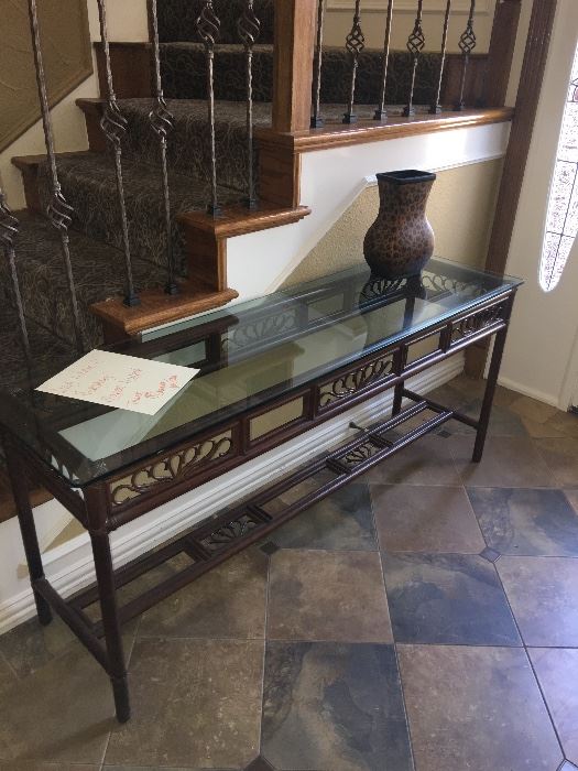 Glass top console table