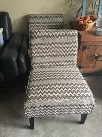 Pair of zig zag pattern slipper chairs