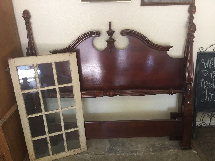 Queen size headboard and footboard with rails