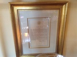 President Clinton Signed Proclamations (2) Framed in Gold Frames 