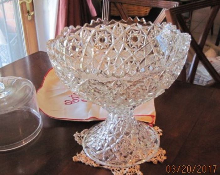 Lovely pressed glass punch bowl and stand