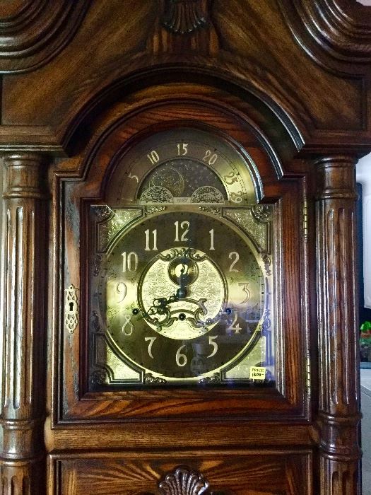 Charles R Sigh large dark oak grandfather clock