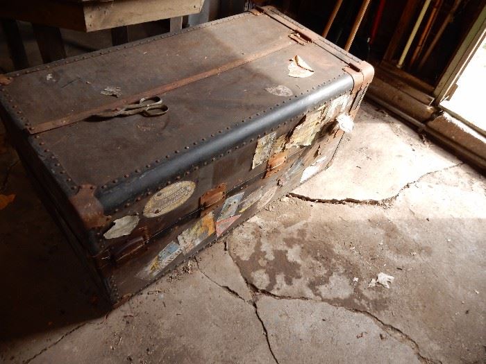 antique travel trunk,  still working on opening this