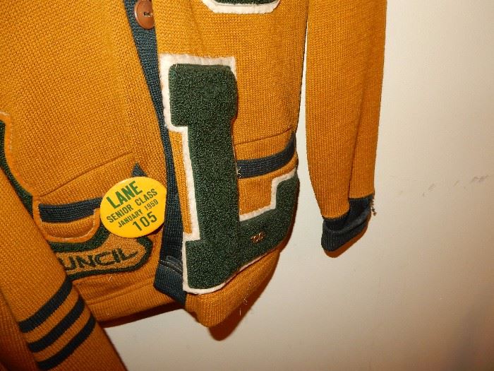 lane tech vintage sweater and patches