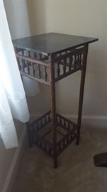 Vintage Japanese Plant Stand with Smoked Glass.