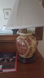 Japanese Ginger Jar Lamp Red and Cream Crackled.