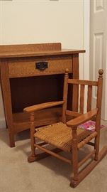 Stickley End Table and Antique Rocker
