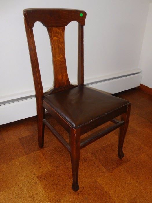Wood chair with leather seat
