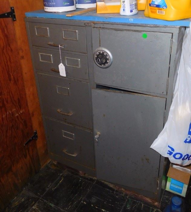 Metal cabinet with safe