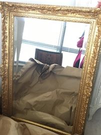 Gorgeous Gold Carved and Painted Framed Mirror 36 x 44