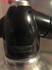 Vintage Soda King Chrome Metal cased Seltzer Bottle 