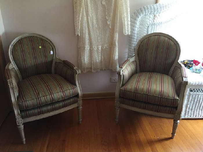 These 2 parlor chairs can dress up any room in perfect condition