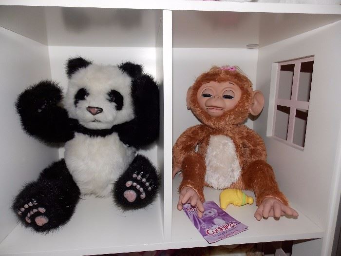 Large Fur Real Interactive Electronic Cuddles Monkey and Luv Cub Panda