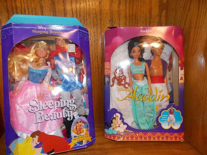 Vintage Disney Sleeping Beauty Dolls 1991 and Aladdin Dolls 1992