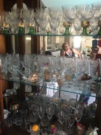 glass ware in china cabinet 
