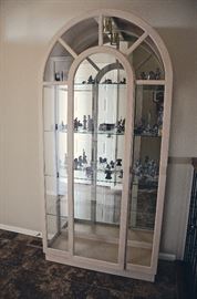 2 Arched Curio Cabinets (Glass Doors and Mirrored Shelves)
