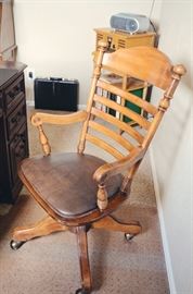 Wooden Office Chair Swivel and Padded
