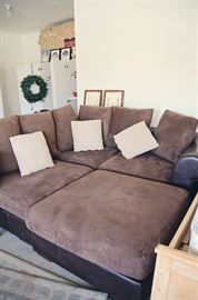 3 Pc Sectional with Ottoman (Suede)
