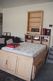 Full Size Bed with Under Bed Storage & Shelved Head Board
