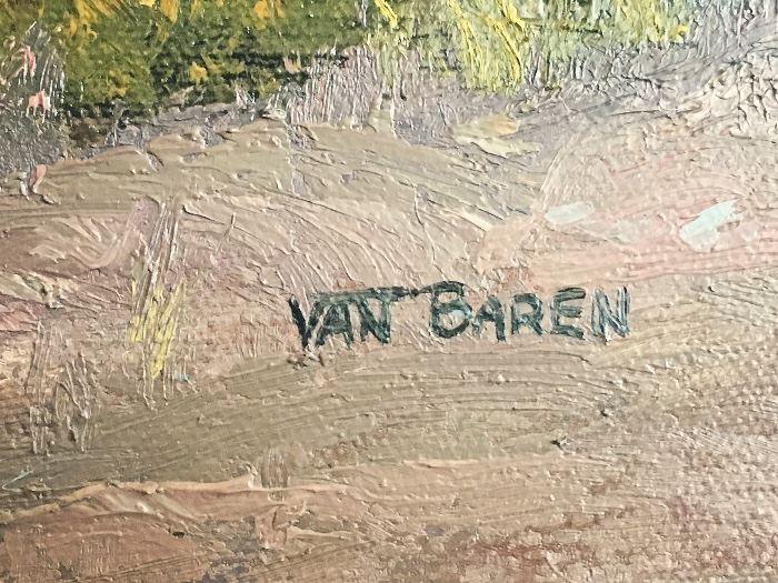 Eileen van Baren oil painting, "Long's Lake", signed (1974) (Loveland artist)
