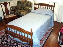 Single bed and mattress set & bedding.