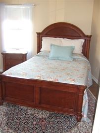 Amish built cherry Queen bed and mattress set as part of four piece set.
