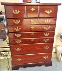 3pc Cherry Bedroom Set Including Full/Queen Bed, 6 Drawer Dresser w/Mirror, 5 Drawer Chest