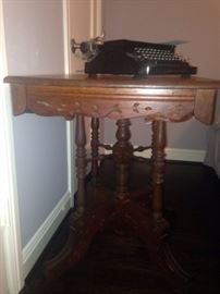 Rare antique carved oak side table.