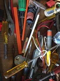 Drawers full of tools; also power tools for gardening
