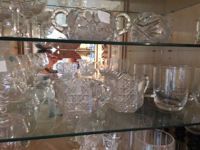 Cut crystal glassware and serving pieces, huge and heavy