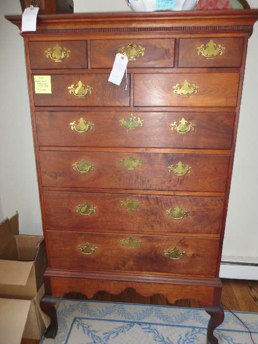 Pennsylvania Chippendale style chest on frame, c 1950, 68 1/2" h., 41 1/2" w., 24 1/2" d.