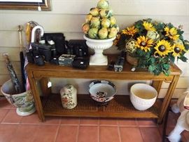 Sofa table, binoculars