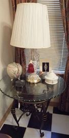 Iron glass-top table