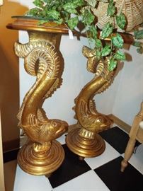 Matched dolphin plant stands